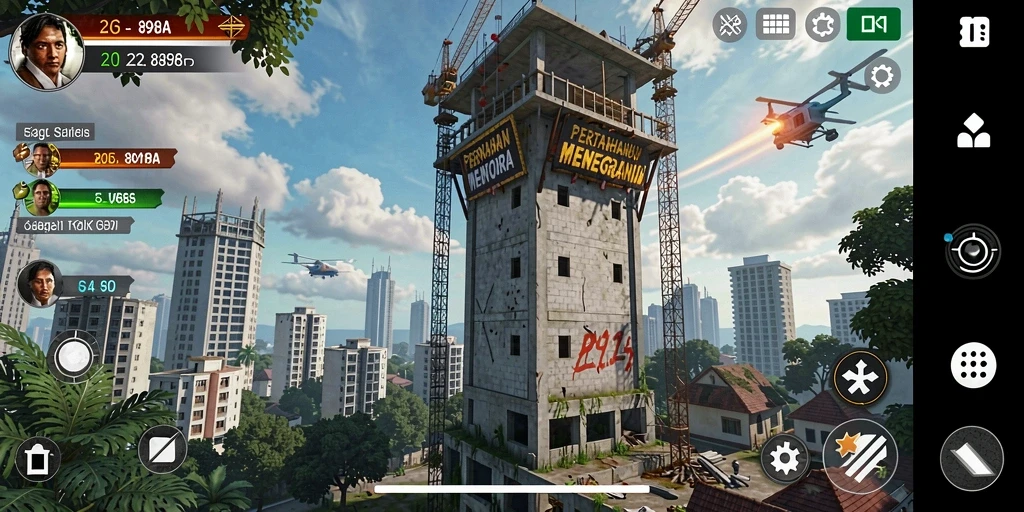 Screenshot 898A menampilkan intensitas pertahanan menara yang strategis.