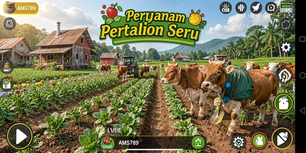 Tampilan screenshot game AMS789 menampilkan aktivitas bertani yang menyenangkan.