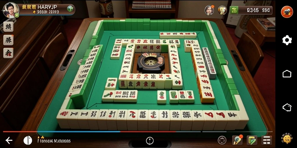 Tampilan utama gameplay HARAPJP dengan ubin Mahjong yang memukau.