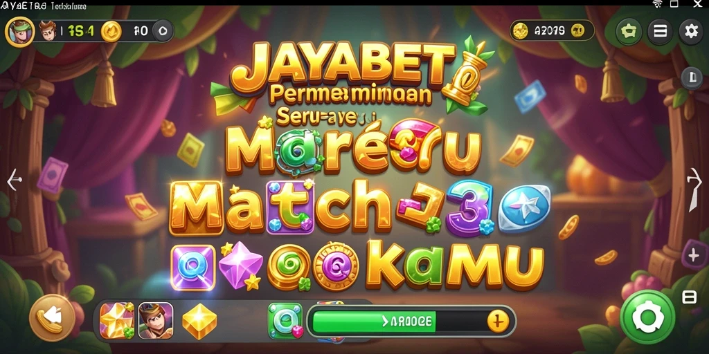 Tampilan gameplay JAYABET yang penuh warna dalam mode Match-3.