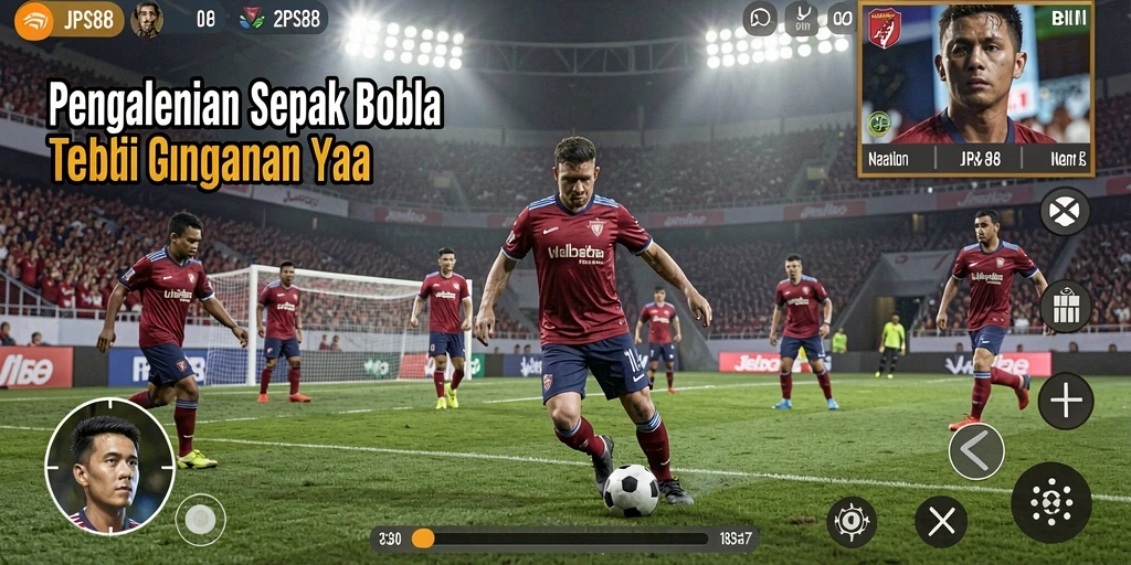 Tangkapan layar utama JPS88 menampilkan aksi sepak bola yang mendebarkan.