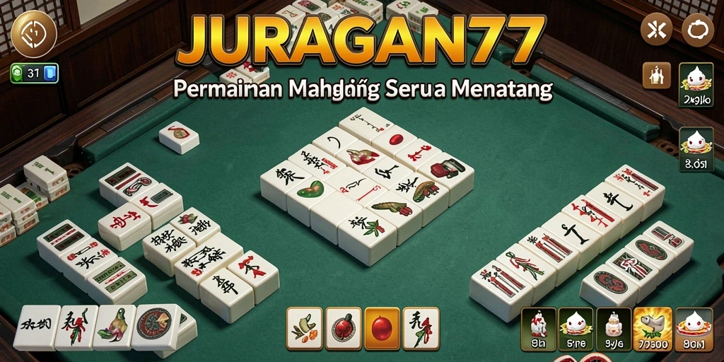 Tampilan gameplay Mahjong yang menarik dalam JURAGAN77.
