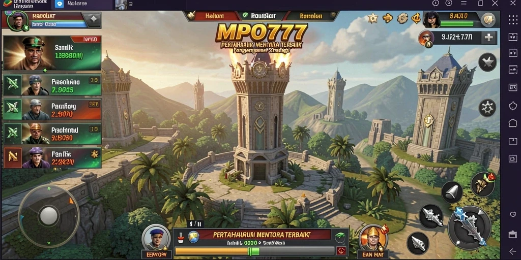 Tampilan seru dari gameplay Tower Defense MPO777 dengan strategi menara.