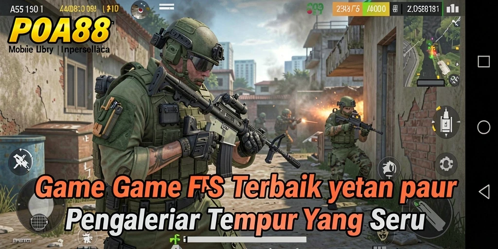 Screenshot menunjukkan aksi mendebarkan dalam gameplay FPS di POA88.