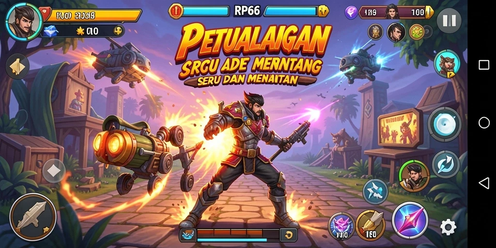 Screenshot utama RP66 menampilkan aksi gameplay Arcade yang seru.