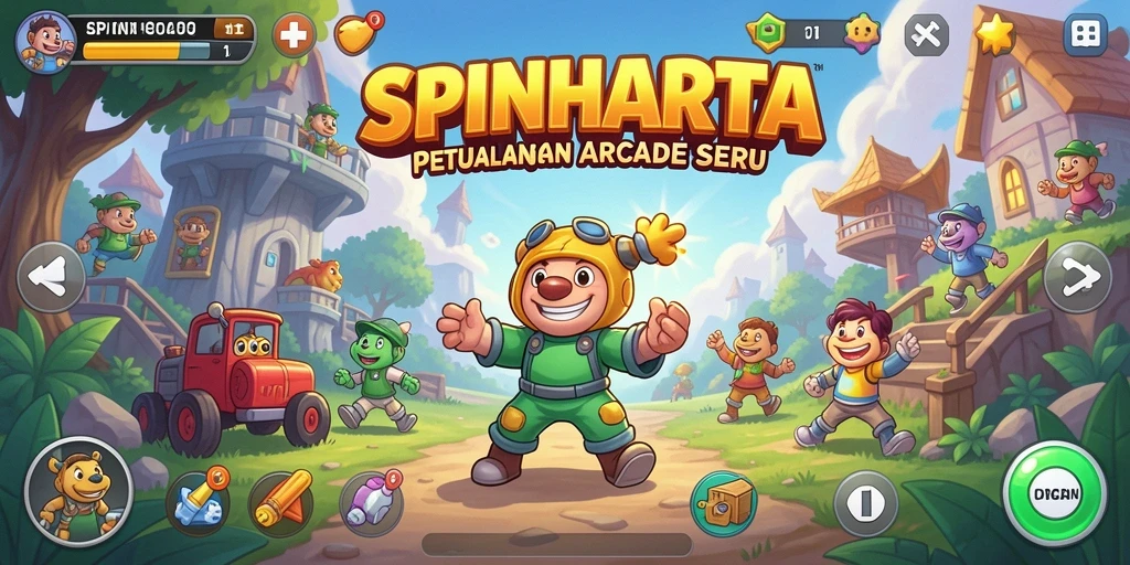 Screenshot menunjukkan aksi gameplay seru di SPINHARTA.