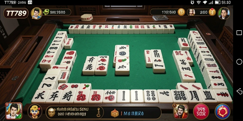 Tampilan gameplay TT789 yang memukau dengan ubin Mahjong.
