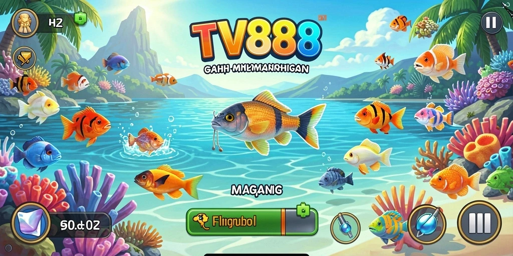 Screenshot gameplay <strong>TV888</strong> menampilkan suasana memancing yang mendebarkan.