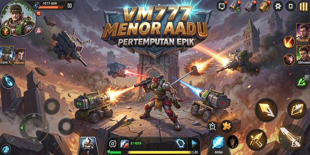 Gameplay seru VM777 menampilkan berbagai menara pertahanan melawan musuh.
