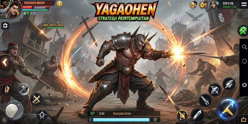 Tampilan pertempuran epik dalam YAGAOHEN yang penuh strategi.