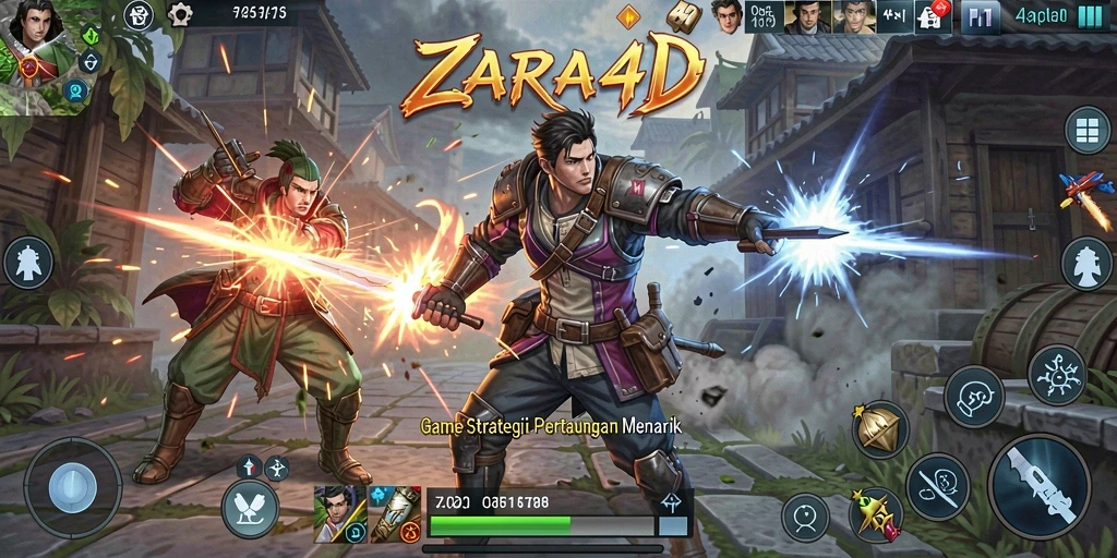 Tampilan gameplay ZARA4D yang epik dengan strategi pertarungan mendalam.